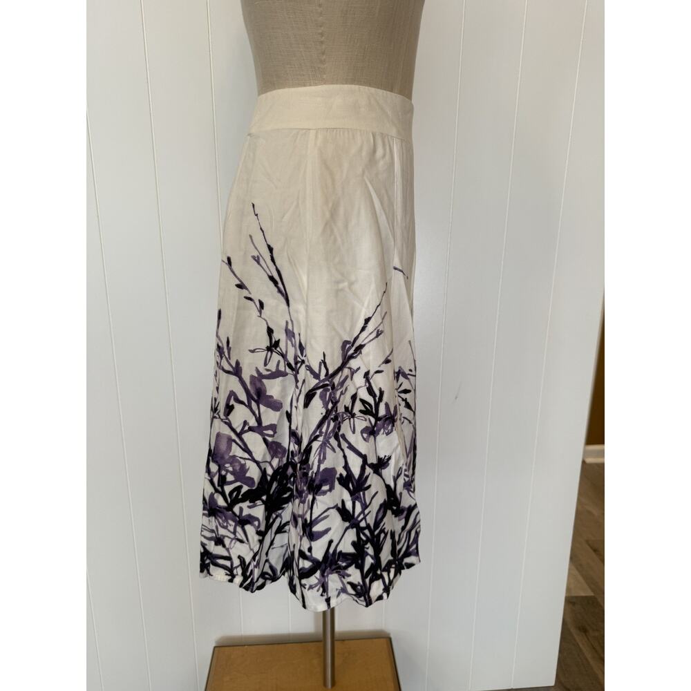 Coldwater Creek Floral Skirt Womens Medium Purple Botanical Print A Line - Picture 4 of 6